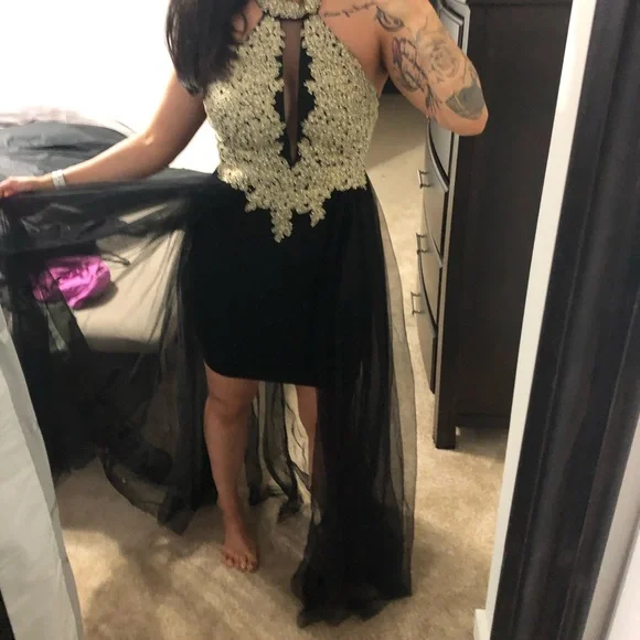 black and gold dress dillards MILLE Isla Dress in Black Linen XXS
